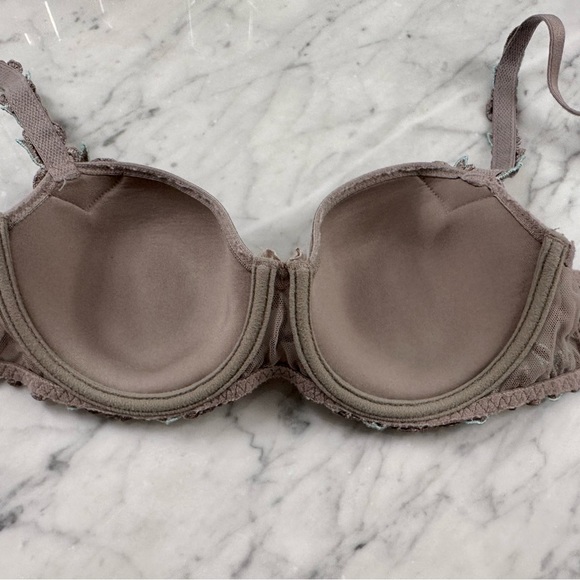 Simone Perele Andora 3D Spacer Molded Bra 34B Grey Taupe with Blue Embroidery - Picture 6 of 11